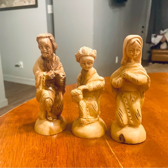 Other - 3‎ Vintage Hand Carved Olive Wood Statues